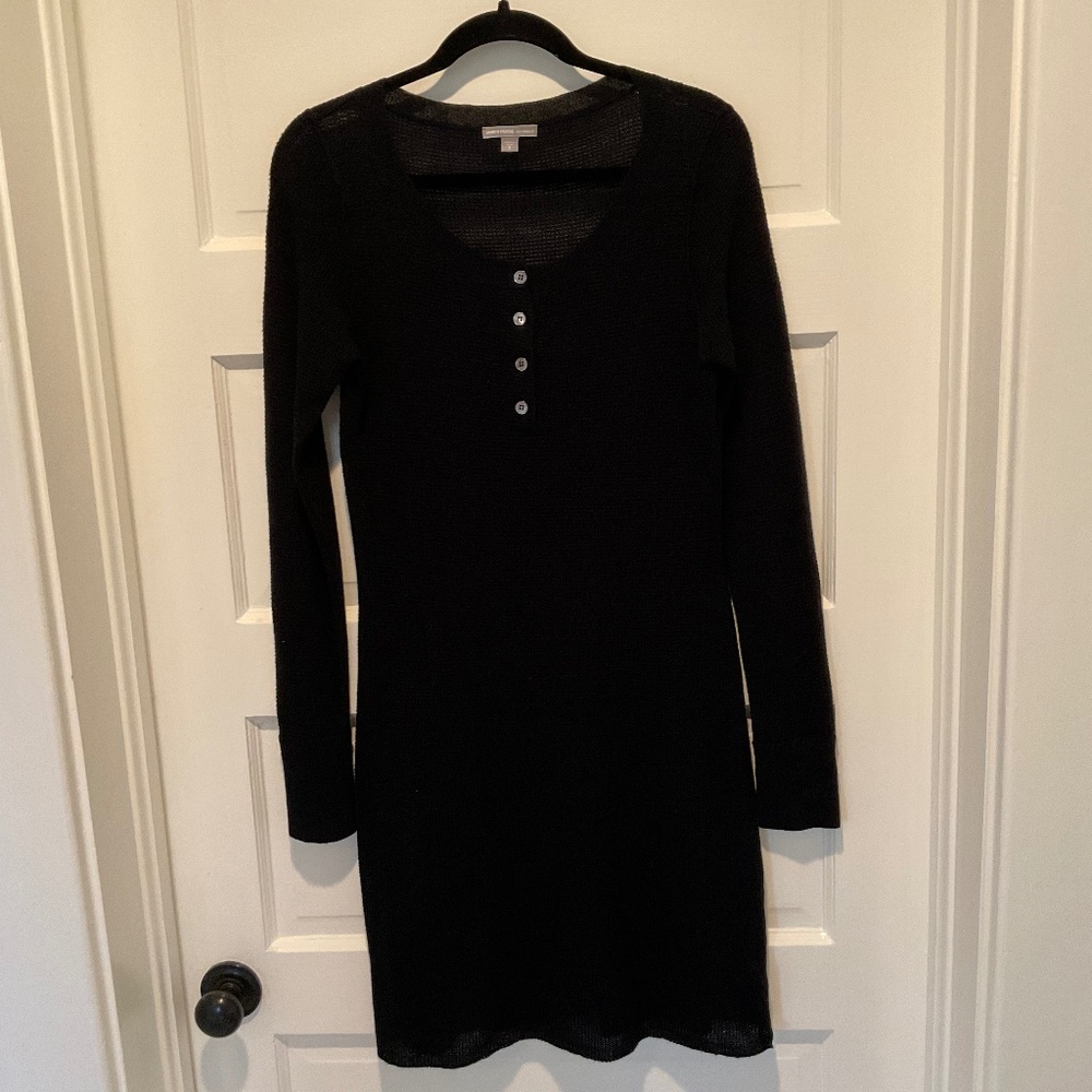 James Perse black Henley sweater dress